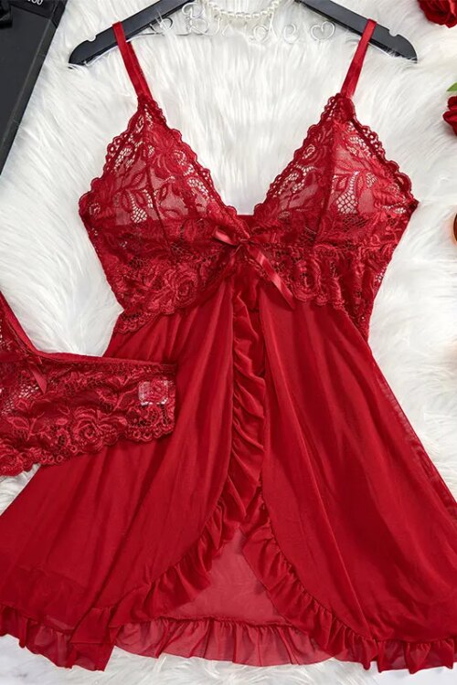 Lingerie Set Deep V Slip Dress